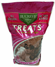 Buckeye Peppermint Bits sac avant montrant l'emballage refermable et l'identité produit bénéfice conservation