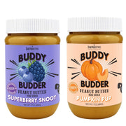BUDDY BUDDER ensemble de deux pots montrant coffret pratique et saveurs