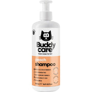 Buddycare bouteille avant montrant l'emballage et parfum pêche bénéfice frais