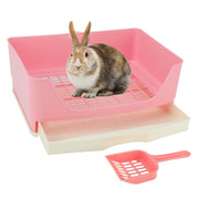 BWOGUE bac litière face avant rose montrant espace confortable pour lapin