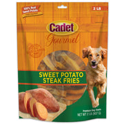 Cadet emballage avant montrant Sweet Potato Steak Fries et bénéfice naturel
