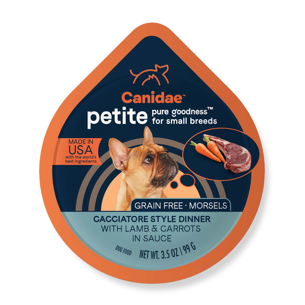 CANIDAE face avant de la tasse montrant l'étiquette et l'appétence