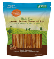 Canine Naturals emballage avant montrant la mention 100% rawhide free et bénéfice digestibilité