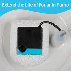 Canova filtre installé dans fontaine en acier inoxydable protégeant la pompe