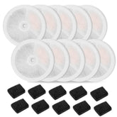 Carcent packaging avant montrant le lot de 10 filtres et 10 mousses, rangement pratique