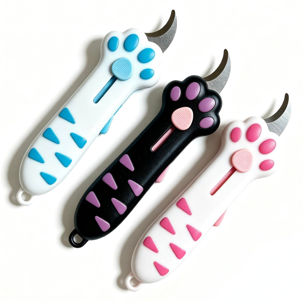 Cat Paw Box Cutter vue avant montrant la patte mignonne et prise confortable