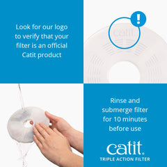 Catit comparaison taille du filtre à main, montre dimensions et facilité d'utilisation