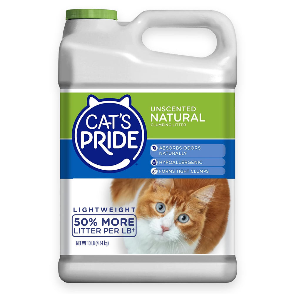 Cat's Pride emballage avant 10 lb montrant format pratique et économie