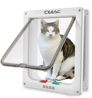 CEESC chatière face avant sur porte blanche, accès pratique pour animaux
