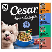 Cesar paquet 24 barquettes montrant gain de place et variété