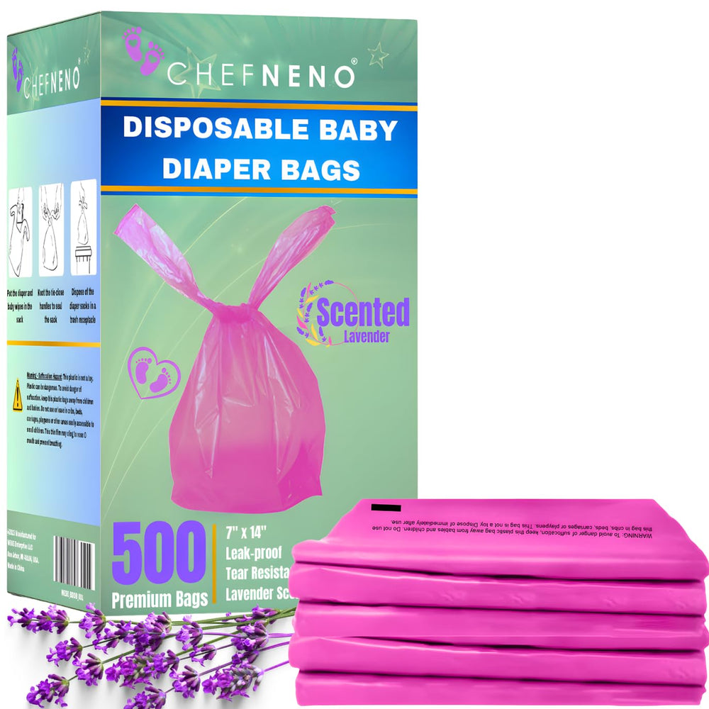 CHEFNENO paquet de 500 sacs rose résistant pour stocker couches