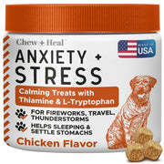 Chew + Heal Labs emballage avant montrant 30 friandises apaisantes, pratique