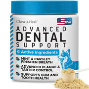 Chew + Heal Labs emballage avant montrant le pot et bénéfice hygiène
