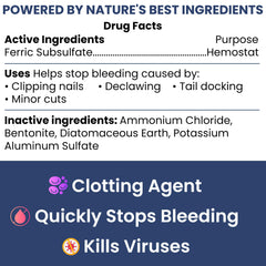 Chew + Heal Labs texture de poudre détaillée indiquant application précise
