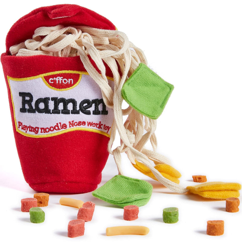 CHEWFFON vue avant du jouet ramen, attire l'intérêt et cache friandises