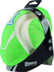 Chuckit! vue de face du jouet football lumineux montrant couleurs et forme, repérage facile