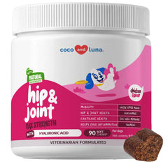 Coco and Luna emballage avant montrant formule Max Strength et bénéfice mobilité