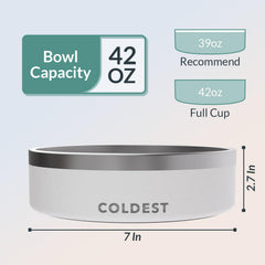 Coldest Dog Bowl coupe montrant triple paroi pour robustesse et limitation des éclaboussures