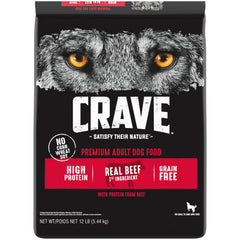 CRAVE sac 12 lb face montrant emballage et bénéfice nutritionnel