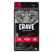 CRAVE sachet avant 4 lb montrant le bœuf et attrait gustatif