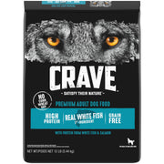CRAVE sachet avant montrant la formule sans céréales et bénéfice appétence