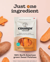 Crumps’ Naturals gros plan texture patate douce montrant mâche robuste et durable