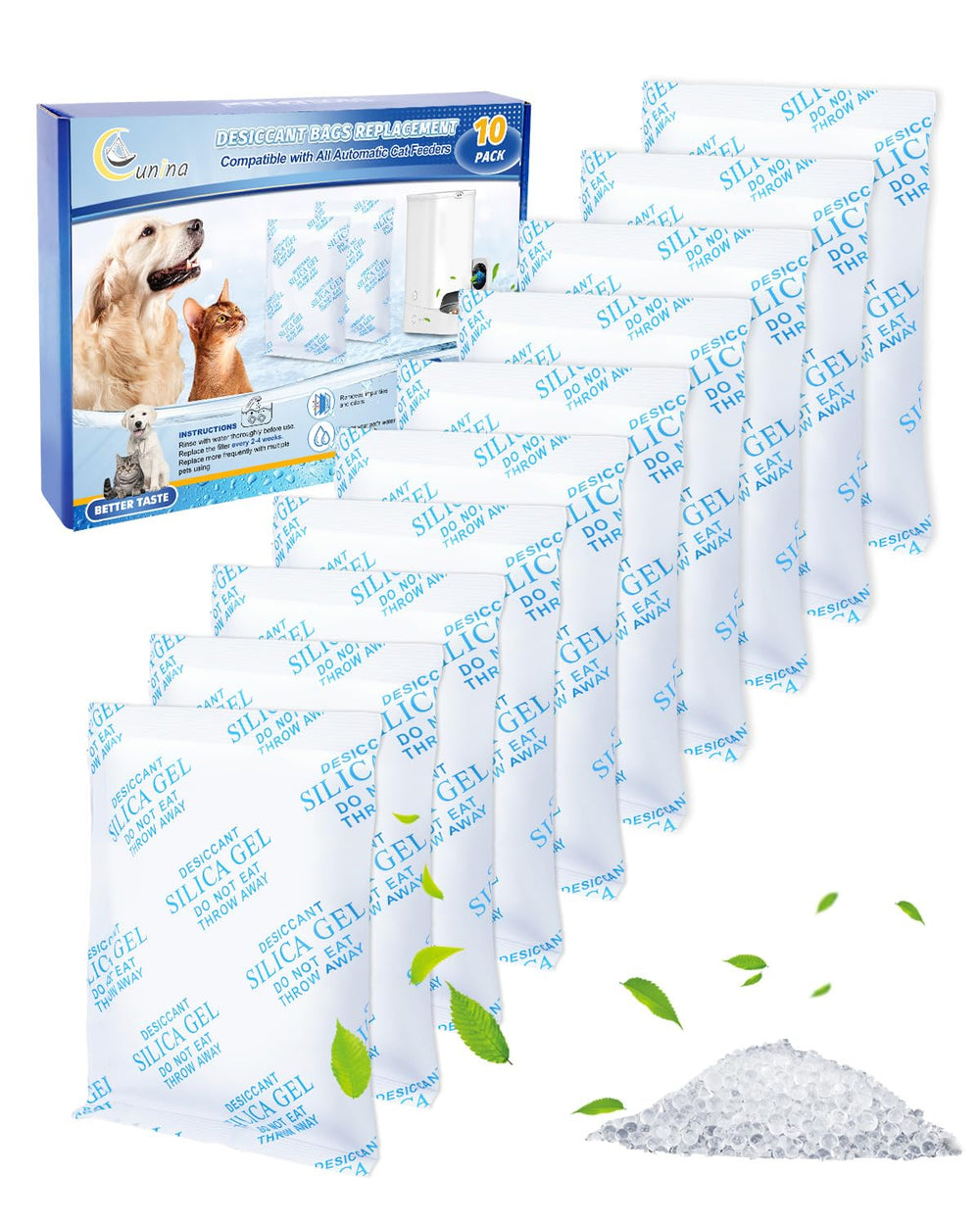 Cunina vue de face de l’emballage montrant 10 sachets et facilité d’usage
