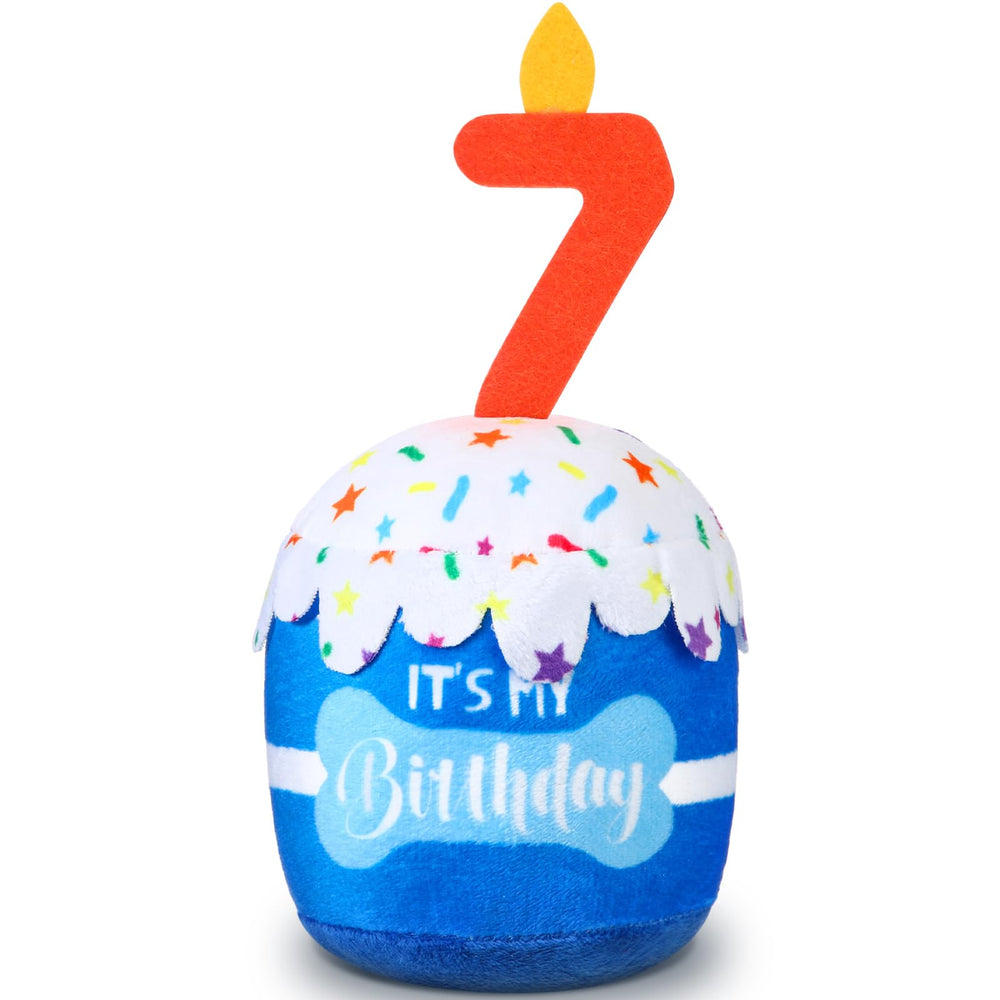 Dansydaisy vue avant du gâteau peluche bleu, attire et amuse instantanément