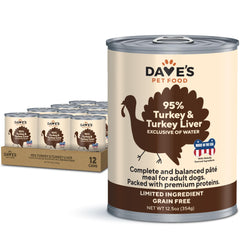 Dave's Pet Food boîte de dinde en vue frontale montrant le conditionnement et la praticité