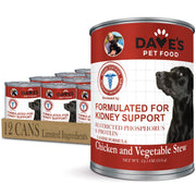 Dave's Pet Food face de la boîte montrant formulation rénale et bénéfice hydratation