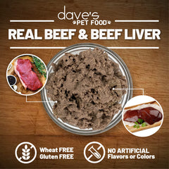Dave's Pet Food boîte à côté d'une main pour échelle et bénéfice taille pratique