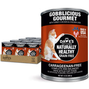 Dave's Pet Food vue avant de la boîte Gobblicious Gourmet montrant l'étiquette claire