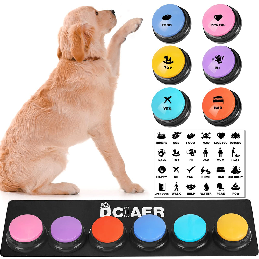 DCIAER boutons vue avant montrant les étiquettes et clip pour apprentissage