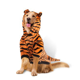 DELIFUR costume tigre face complète montrant coupe et motif pour photos festives