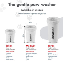 Dexas MudBuster en usage avec patte de chien retirant boue pour maison plus propre