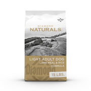 DIAMOND NATURALS emballage avant 15lb montrant formuler allégée et bénéfice contrôle poids