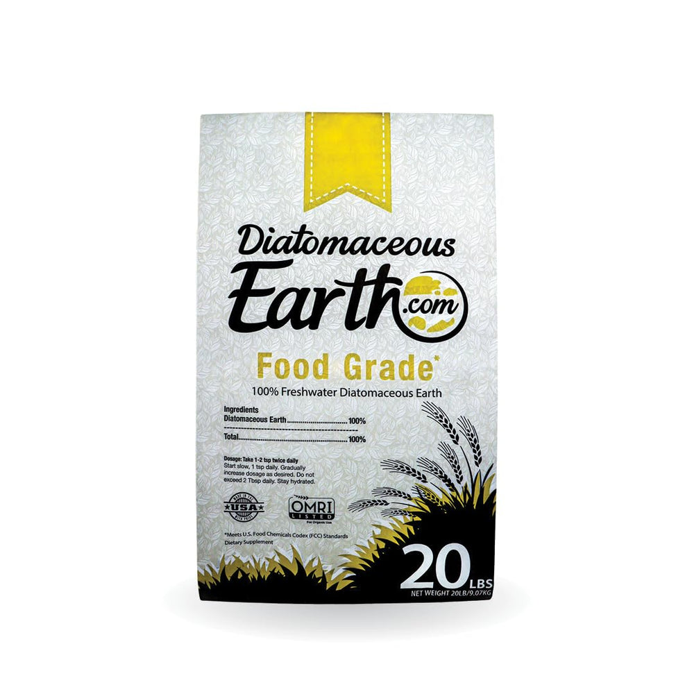 Diatomaceous Earth emballage avant montrant la marque et info produit bénéfice sécurité
