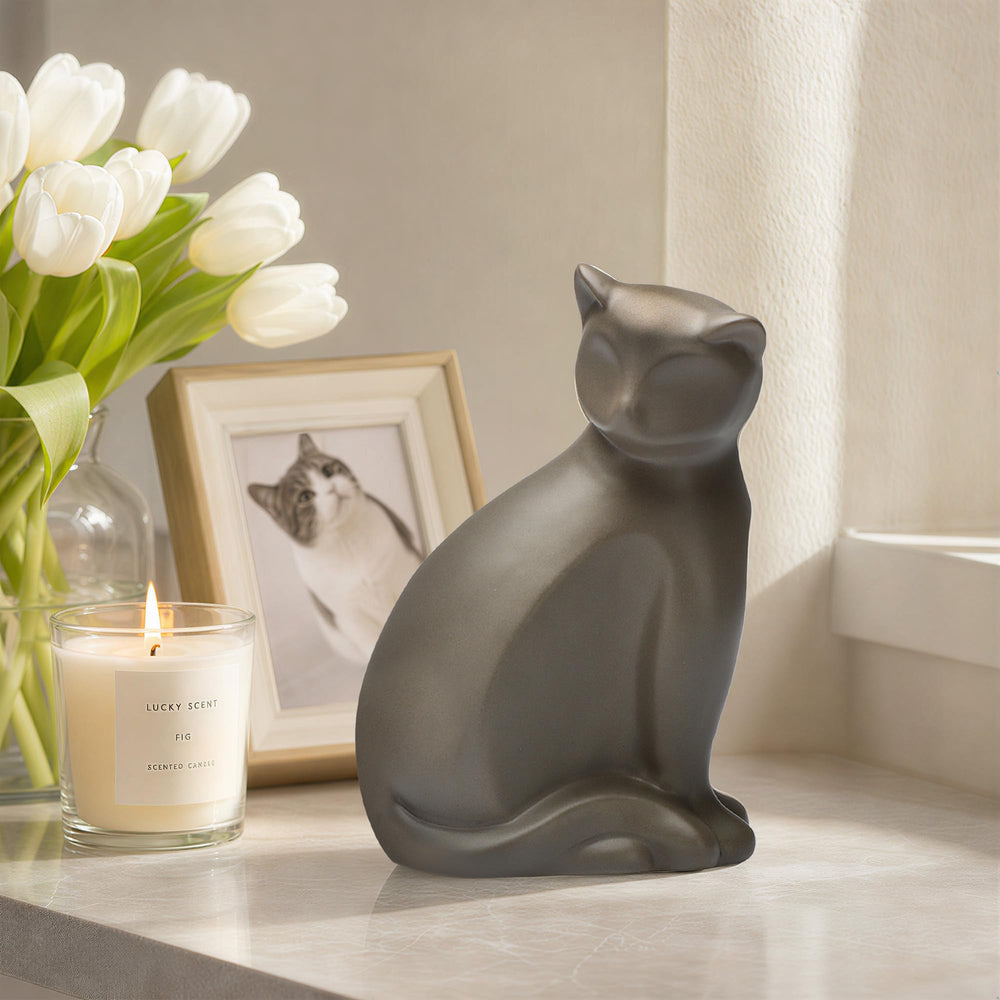 DiDiBirDi urne chat face avant montrant design élégant et hommage