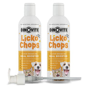 Dinovite Lickochops face du flacon montrant un format pratique et attrayant