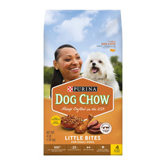 Purina Dog Chow emballage montrant la recette poulet et bœuf, qualité et nutrition pratique