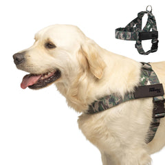 Dog Friendly Co harnais vert camo vu de face pour un ajustement confortable