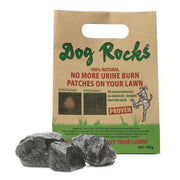 Dog Rocks paquet 600g montrant l'emballage et le poids bénéfique pour la pelouse
