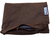 Dogbed4less housse face avant en denim marron montrant la finition résistante
