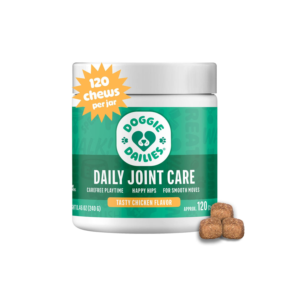Doggie Dailies emballage avant montrant format et dosage, facilite choix