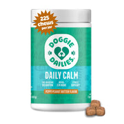 Doggie Dailies emballage avant montrant la quantité et l'usage calmant