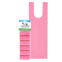 Doggie Walk Bags emballage avant Rose Citrus montrant 6 rouleaux, rangement pratique
