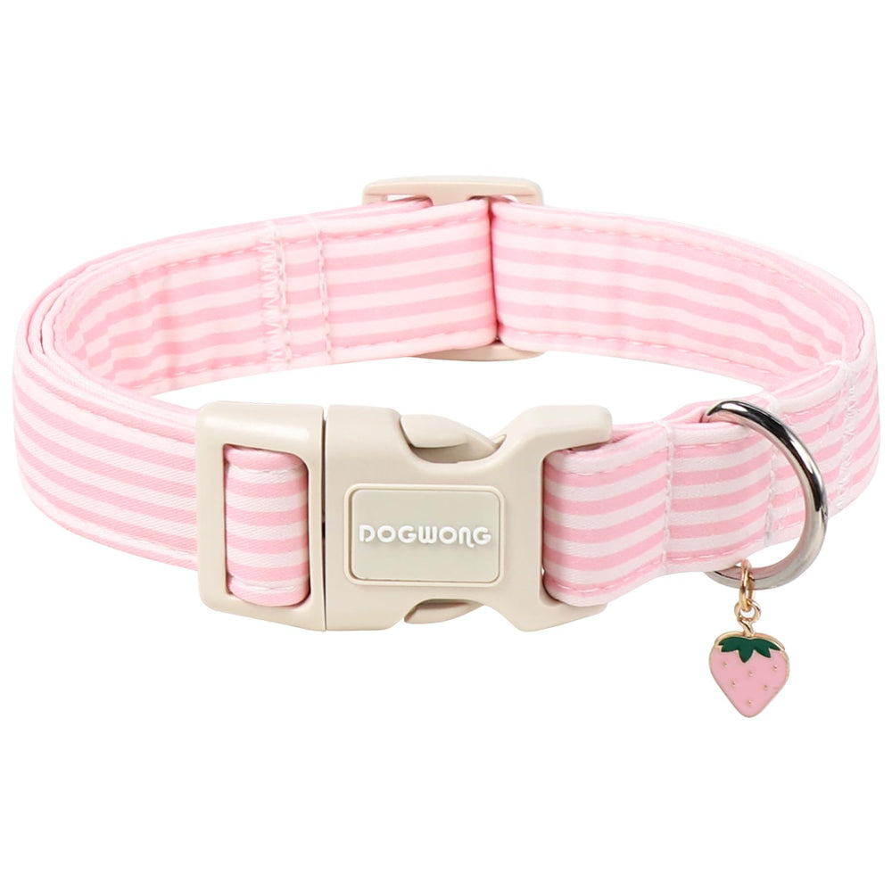 DOGWONG collier rose rayé vu de face pour style élégant