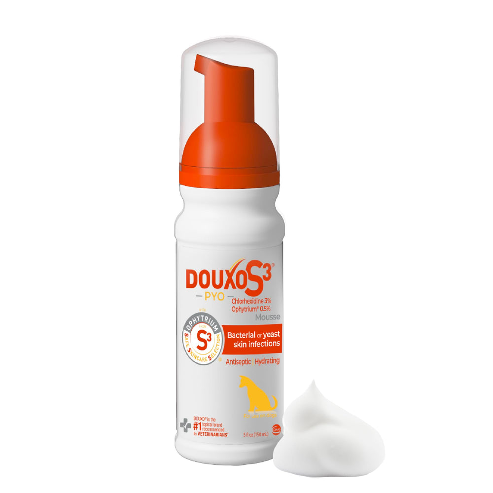 Douxo S3 montrant l'emballage avant et bénéfice antiseptique