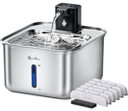 DownyPaws vue avant de la fontaine en acier inoxydable, hygiène améliorée