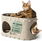 DownyPaws maison avant crème montrant refuge chaleureux